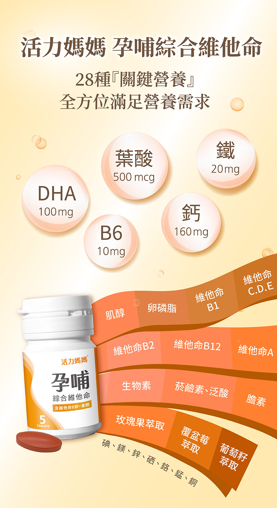 孕哺綜合維他命介紹-28種懷孕孕期媽媽全方位關鍵營養需求